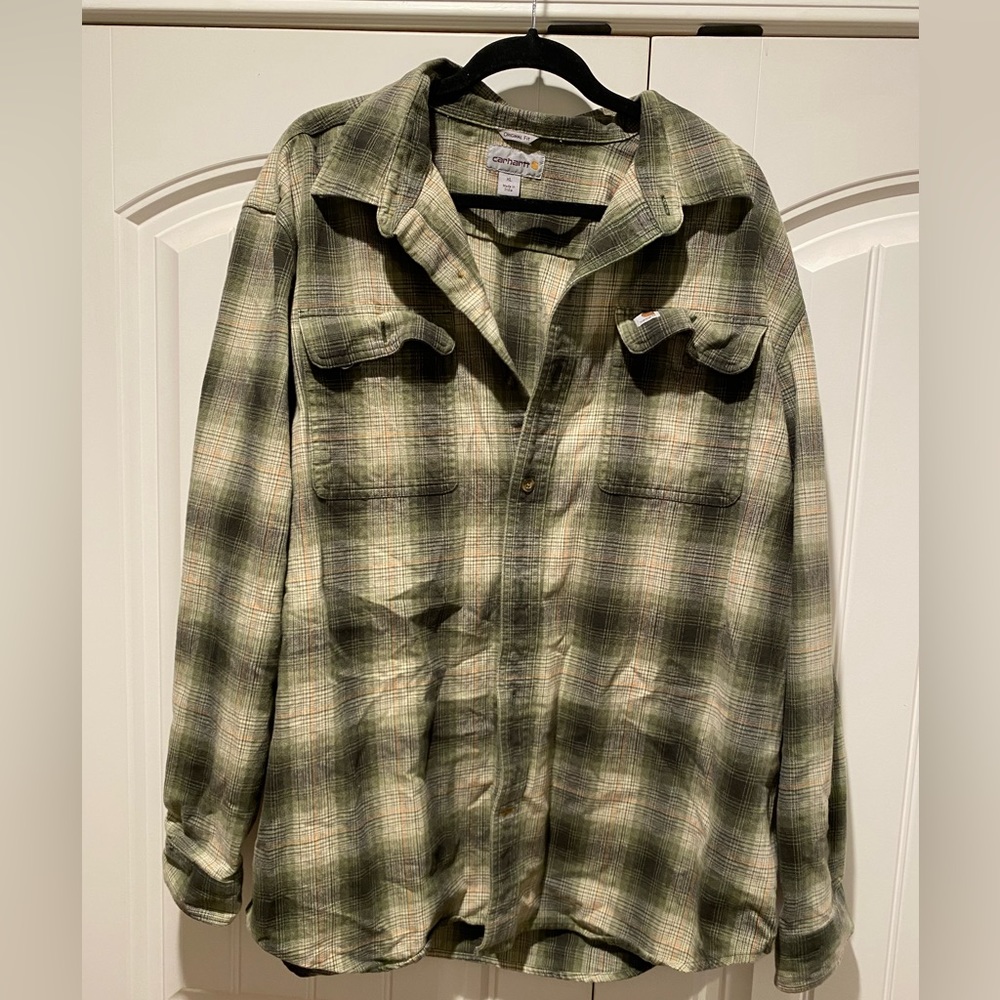 Men’s Carhartt Flannel Shirt Size XL Green